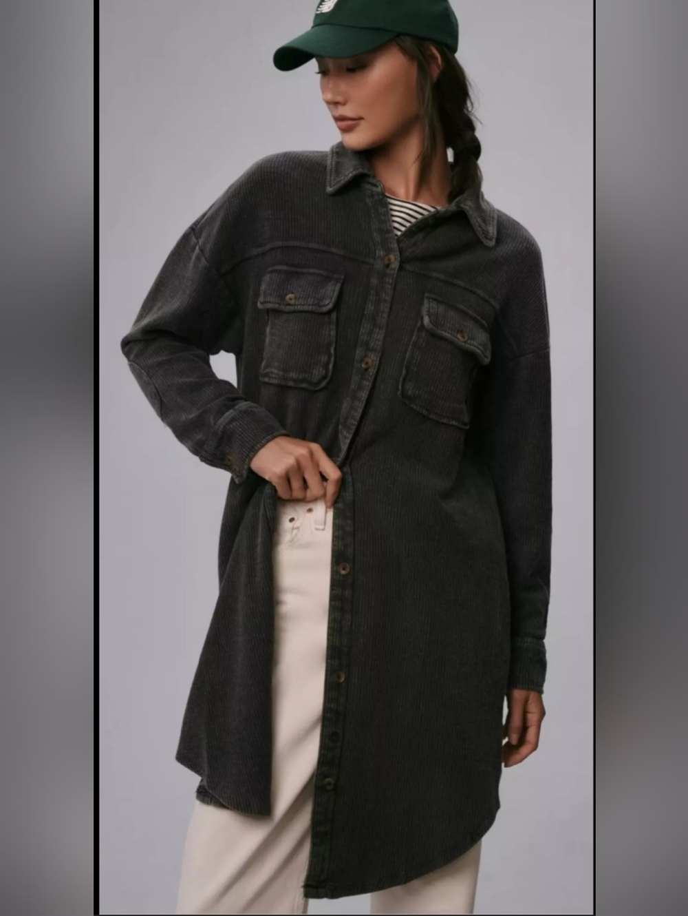 Anthropologie Pilcro Duster Corduroy Shacket in Carbon Size M